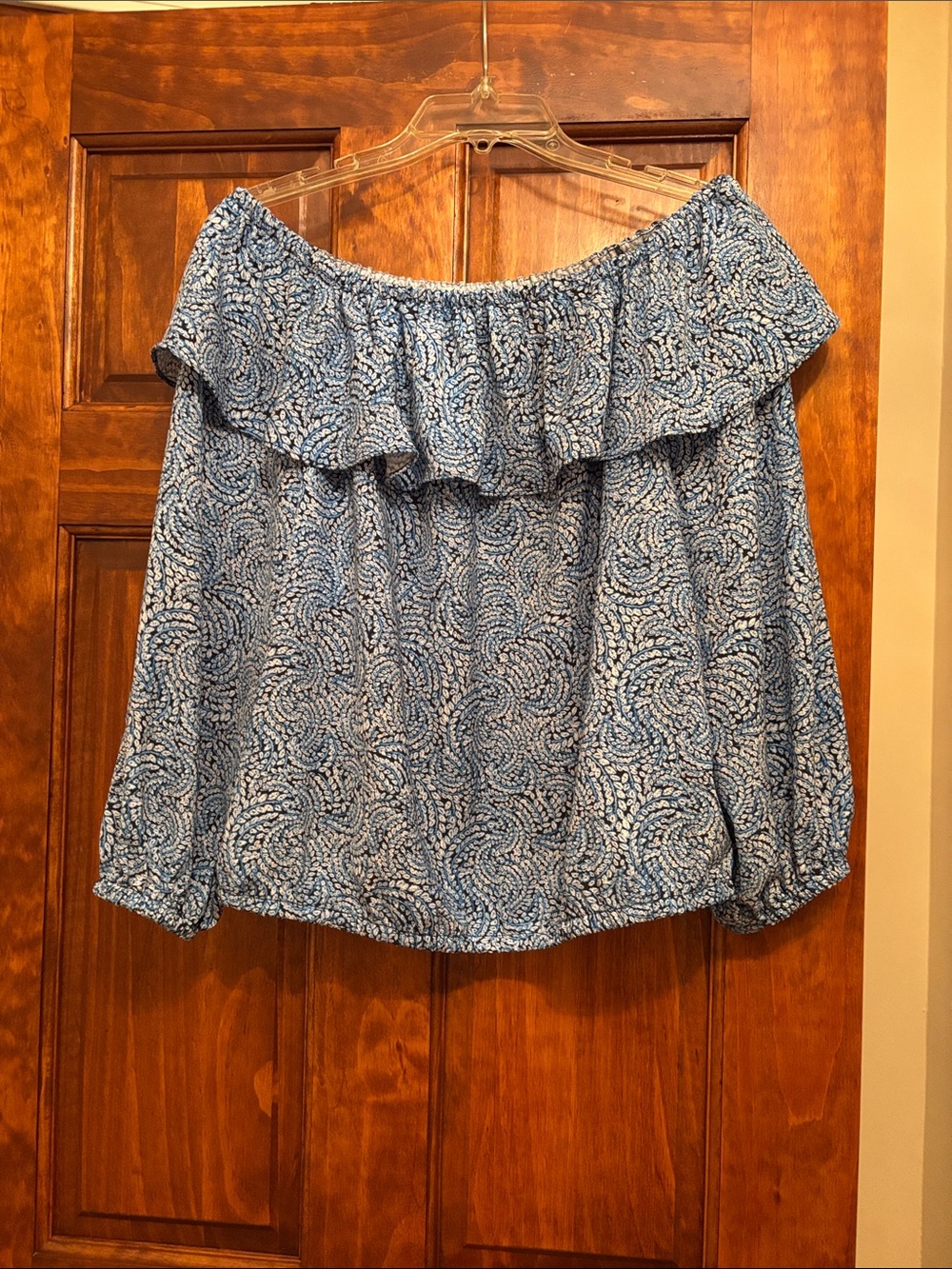 MICHAEL Michael Kors Blue Printed Off-Shoulder Top
